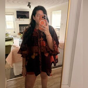 Intimately Free People Hey Lover Sleep Shirt Pajama Lace Eyelet Pleat Floral